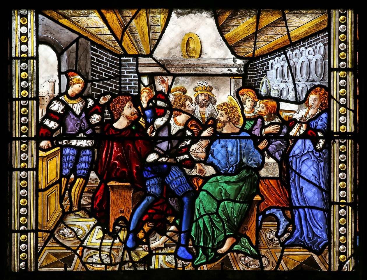 Vindue w16, der forestiller St. Thomas i Indien, er inviteret til brylluppet, hvor Pelagius bliver slået af en tjener - som til gengæld bliver spist af en løve. En hund bringer tjenerens arm ind af French School