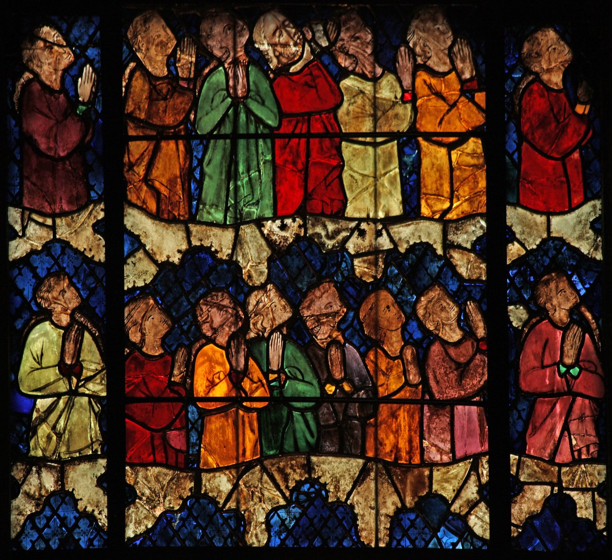 Vindue w16, der viser en scene fra den sidste dom: de udvalgte af French School