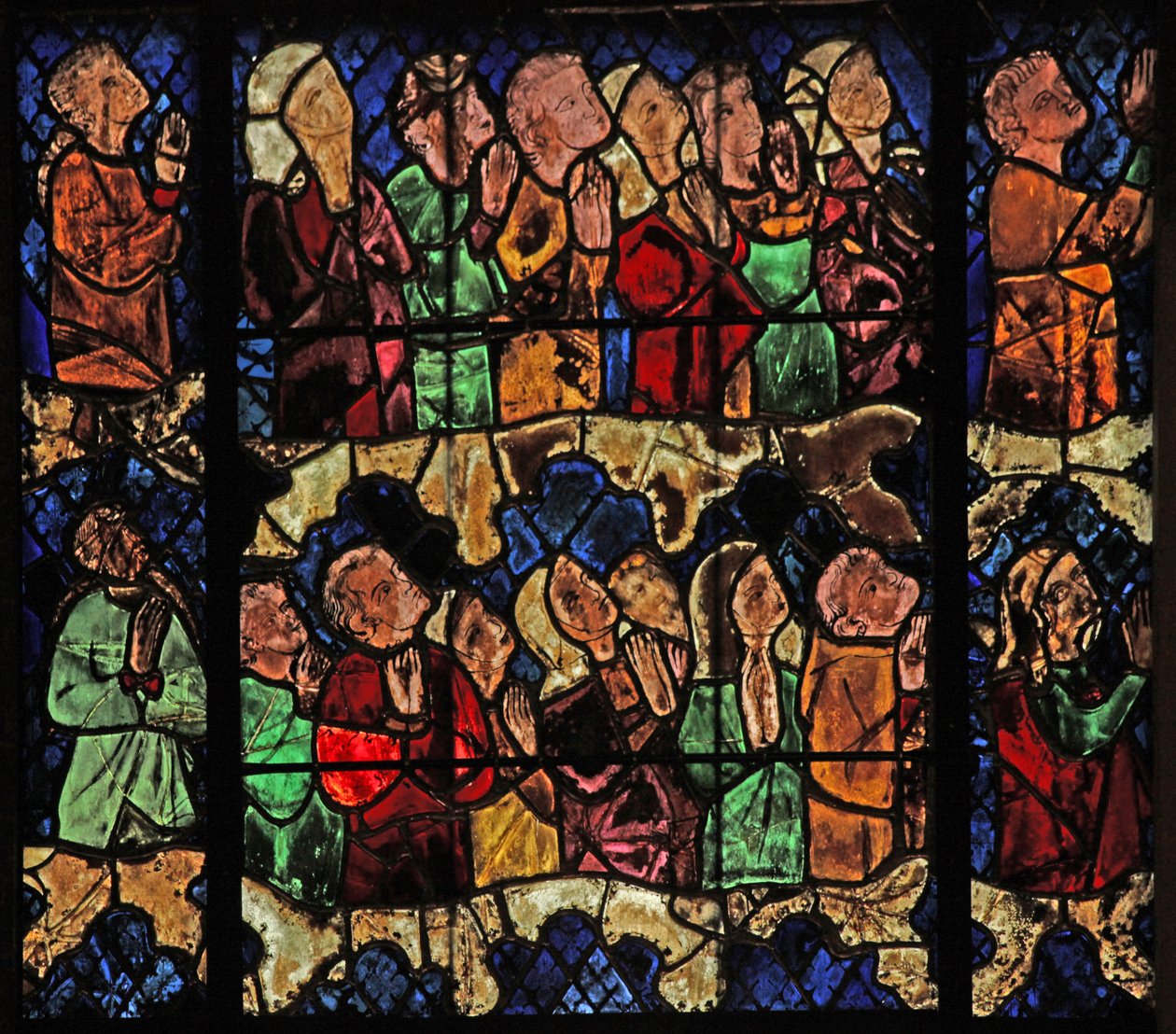 Vindue w16, der viser en scene fra den sidste dom: de udvalgte af French School
