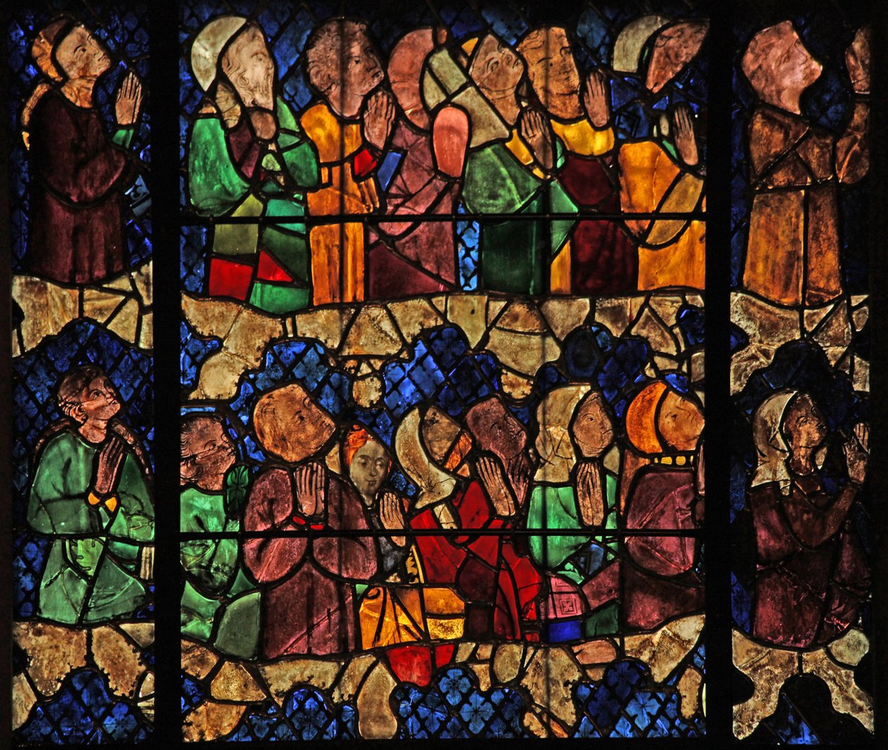 Vindue w16, der viser en scene fra den sidste dom: de udvalgte af French School