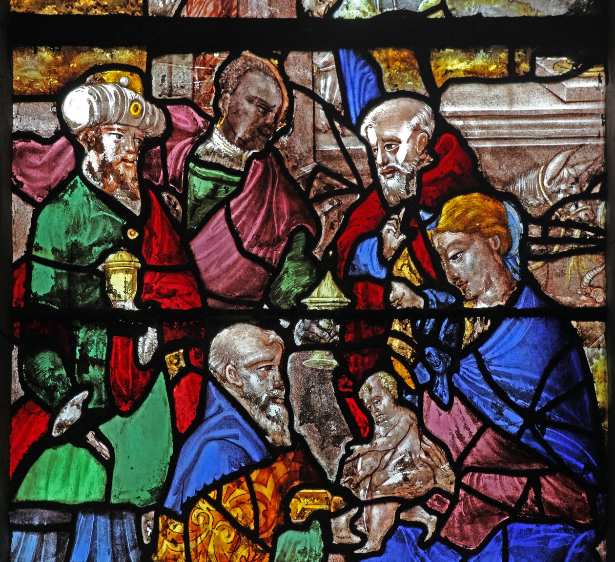 Vindue w16, der viser tilbedelsen af magi af French School