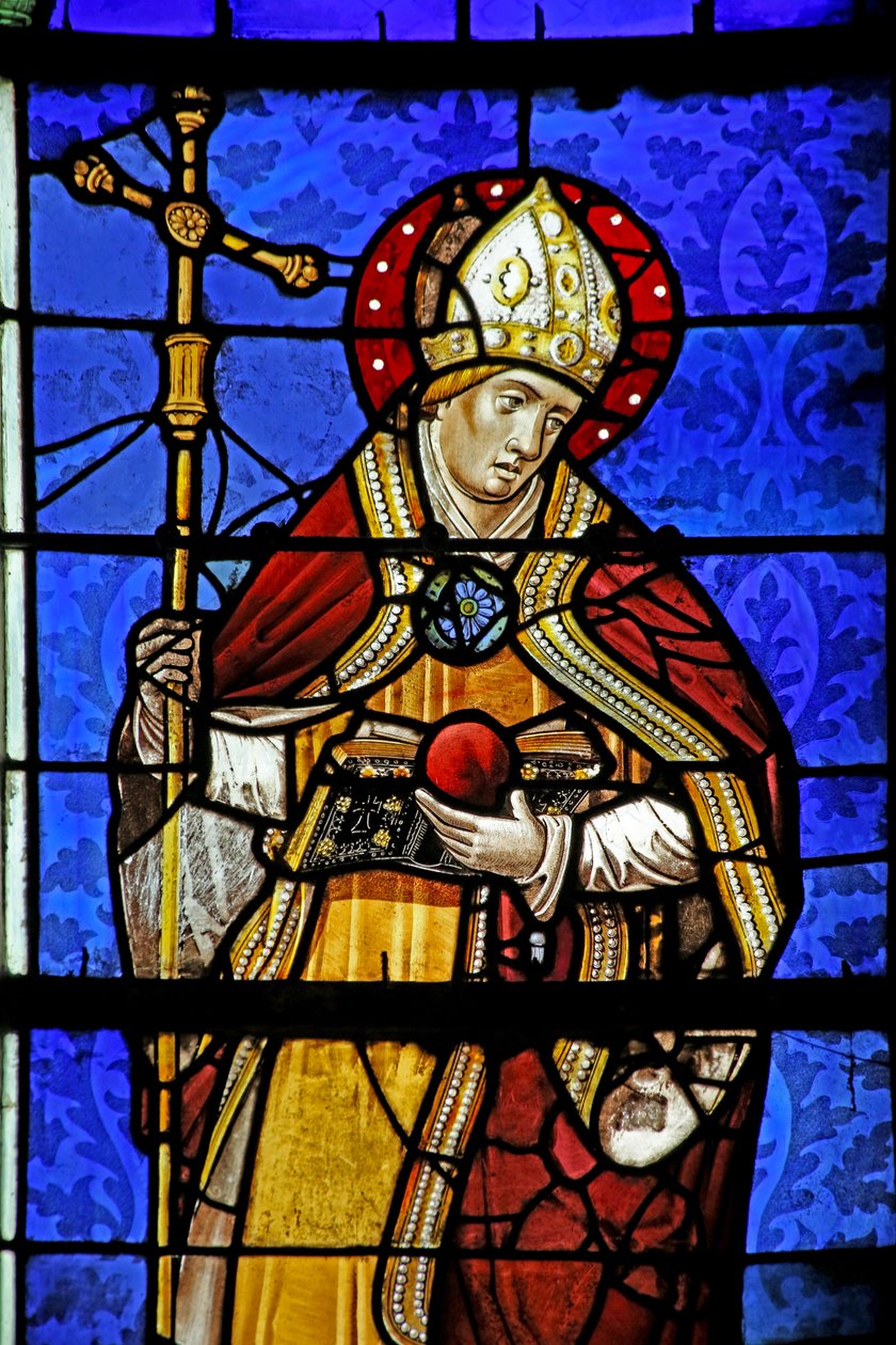 Vindue w18 viser St. Augustine med et flammende hjerte af French School