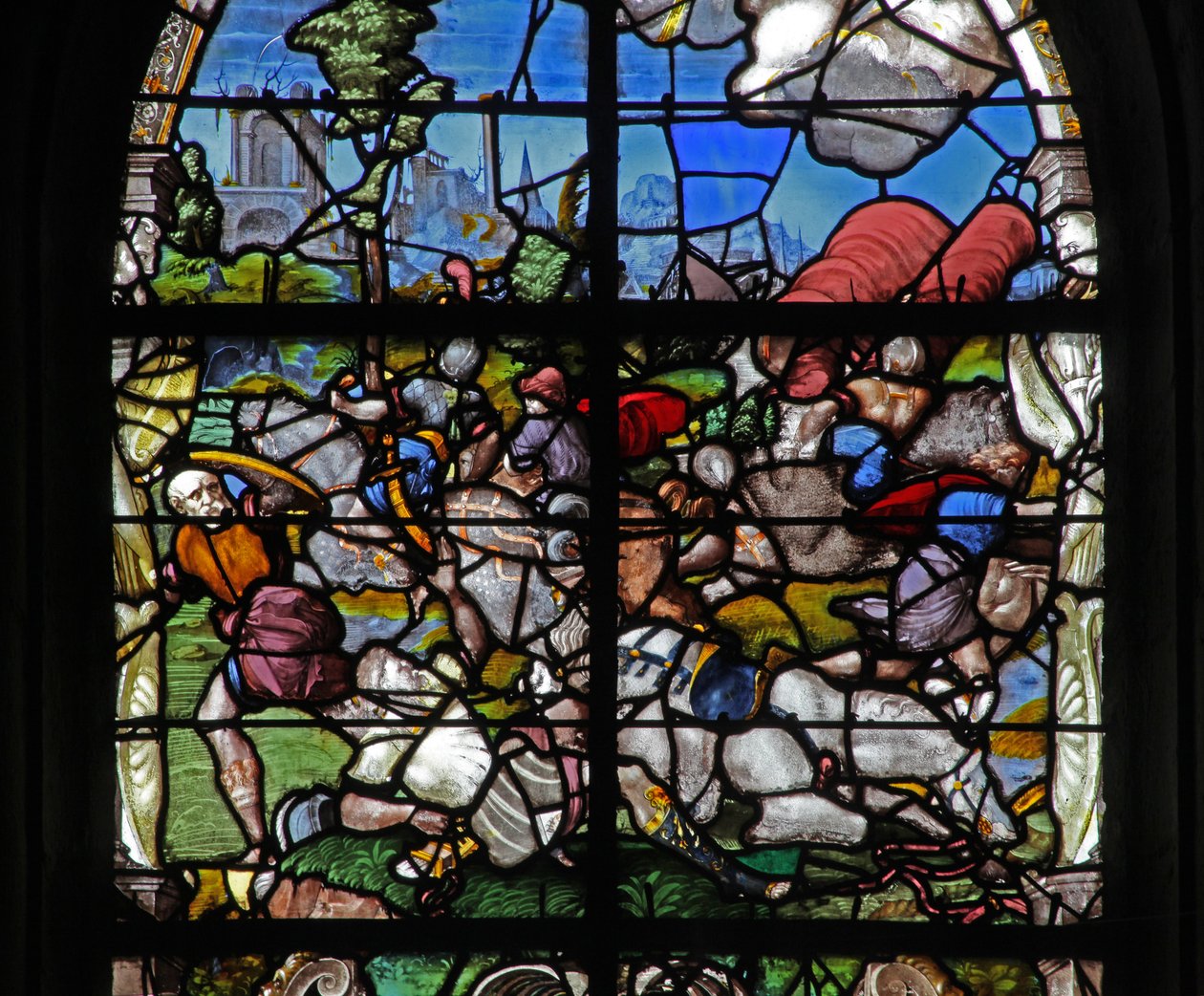 Vindue w18, der afbilder St Paul the Conversion af French School