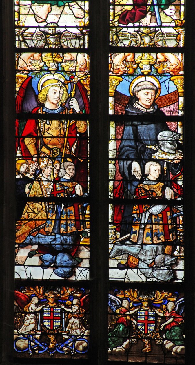Vindue w1 viser St. Michael og St. Guillaume med Montmorency-donorer af French School
