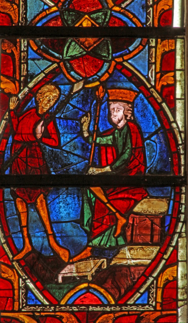 Vindue w201, der viser Skt. Maurice før kejser Diocletian af French School