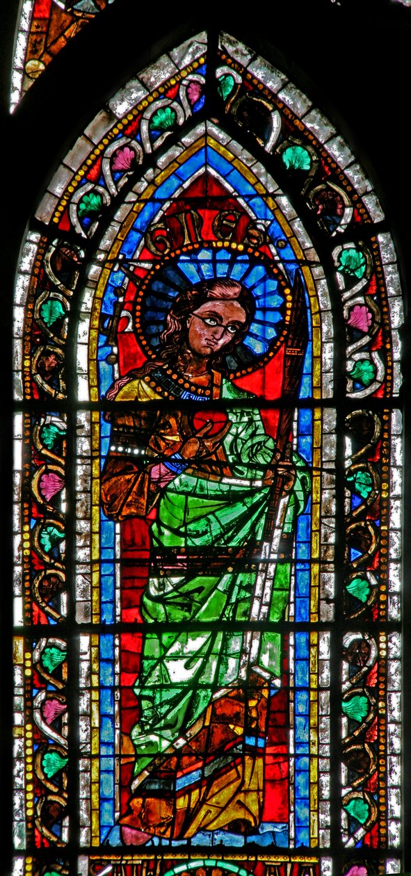 Vindue w202 forestillende St. Agnes af French School