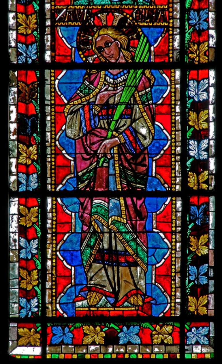 Vindue w202 forestillende St Aurelia af French School