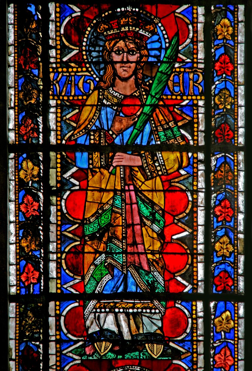 Vindue w202 forestillende St. Catherine af French School