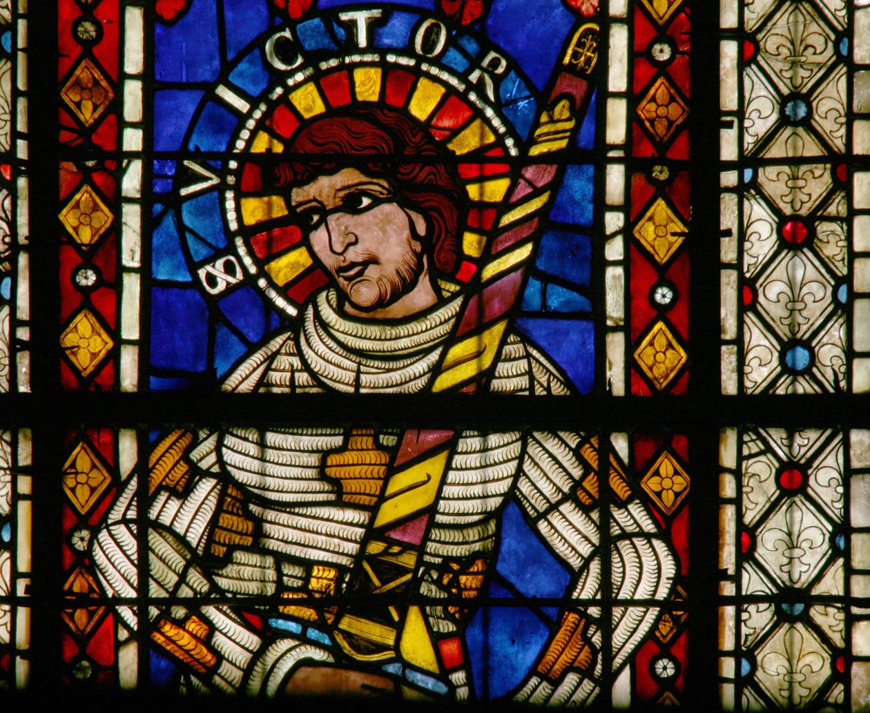 Vindue w203 forestillende St Victor af French School