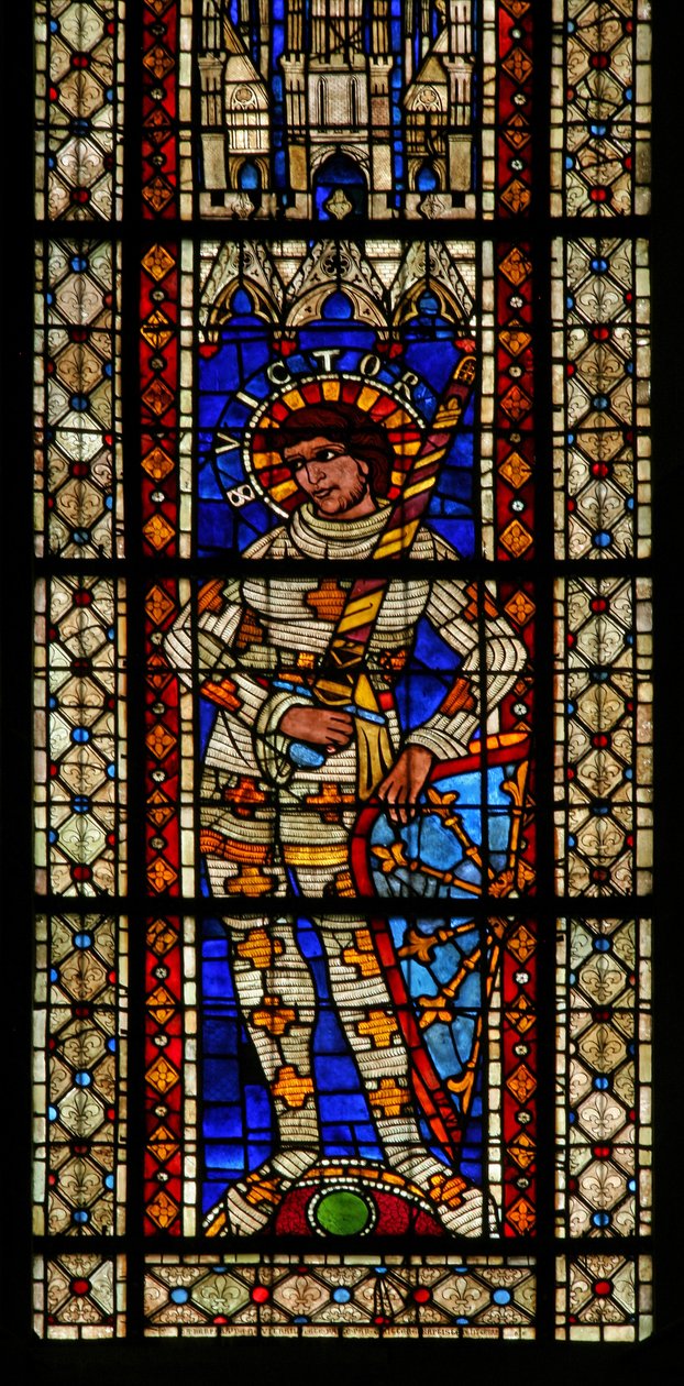 Vindue w203 forestillende St Victor af French School