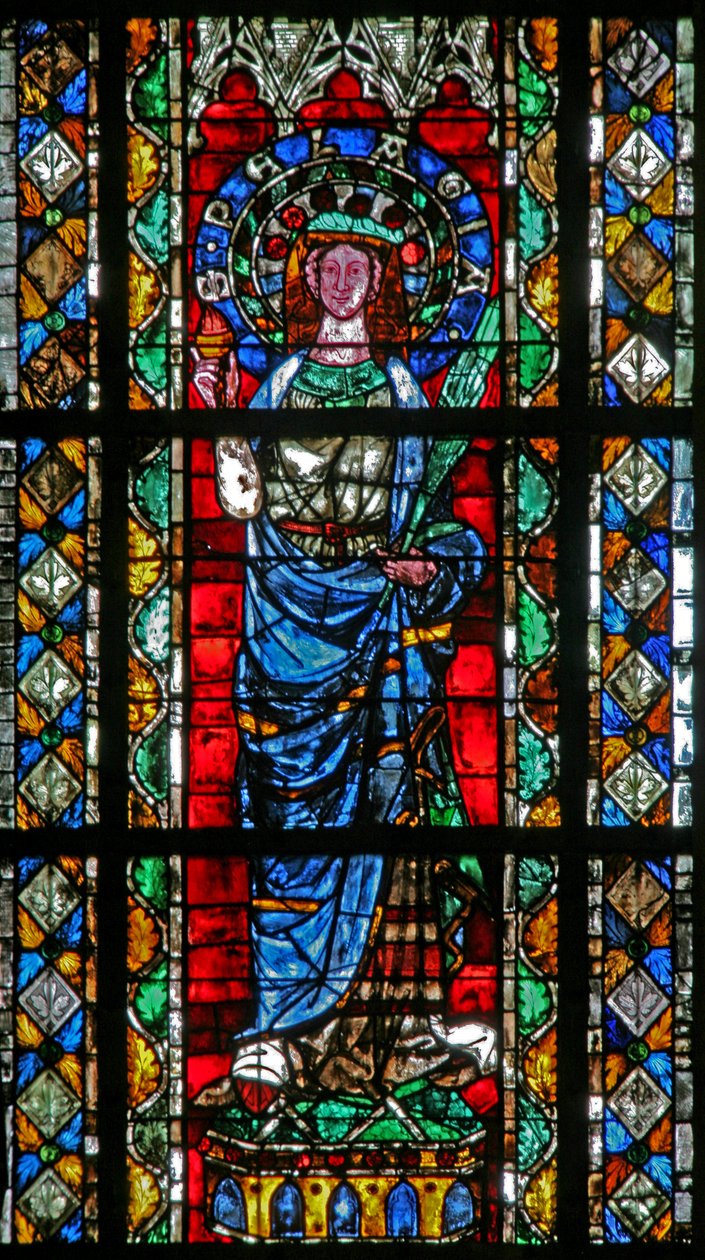 Vindue w204 forestillende St. Pélagie af French School