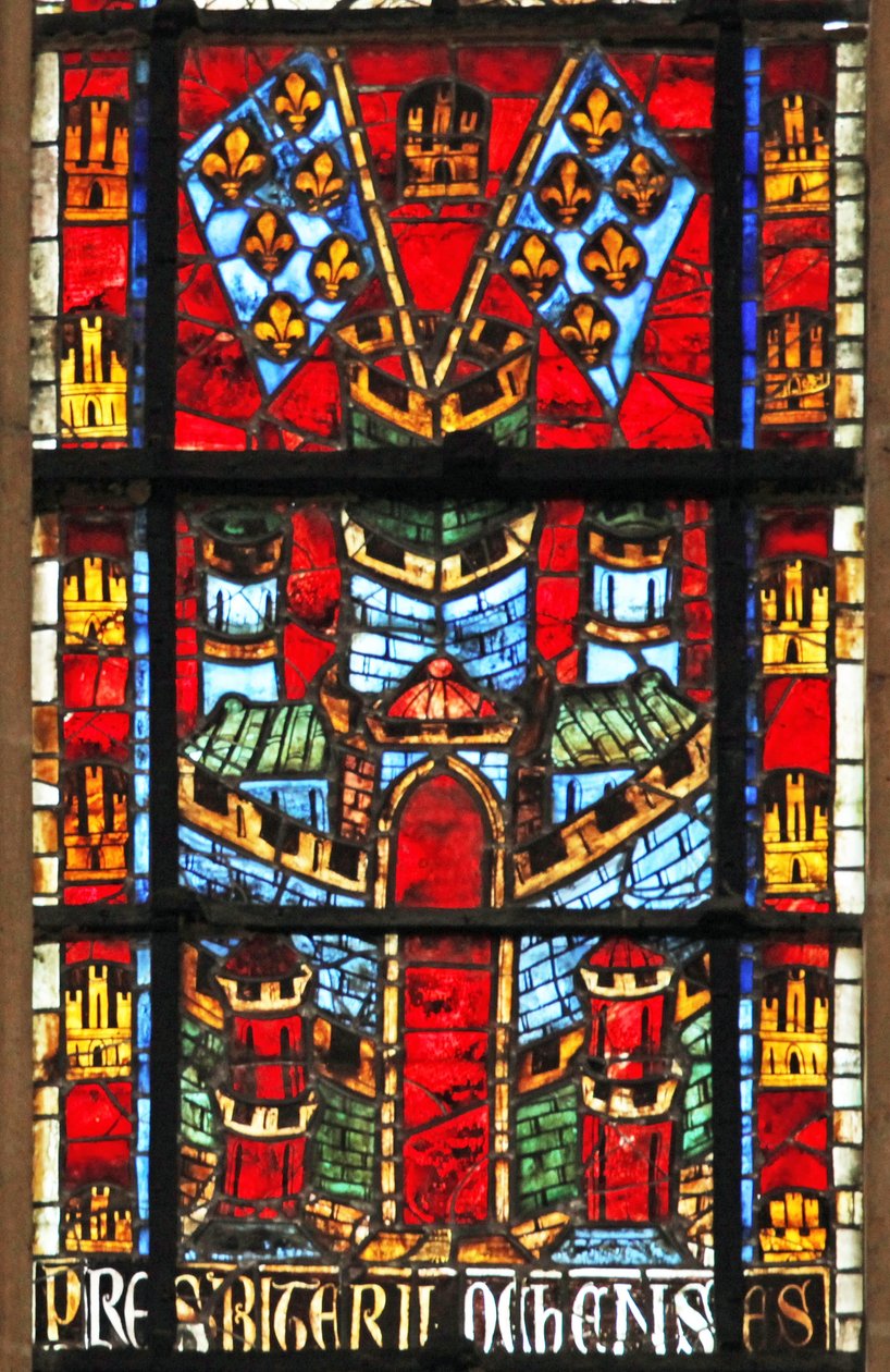 Vindue w205 forestillende et slot og flag med fleur-de-lis af French School