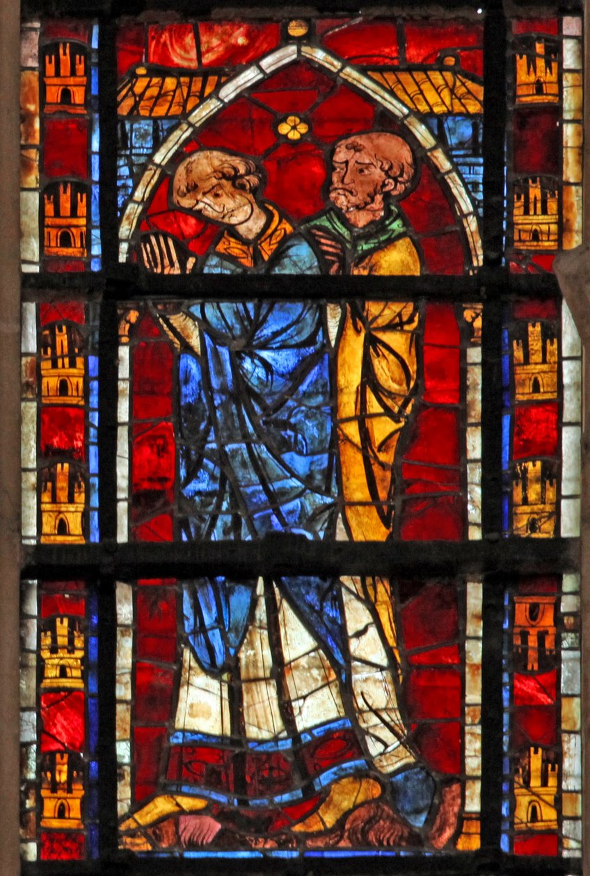 Vindue w205 med to figurer af French School