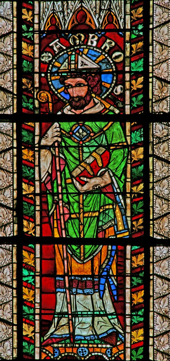Vindue w207 forestillende St Ambrose af French School