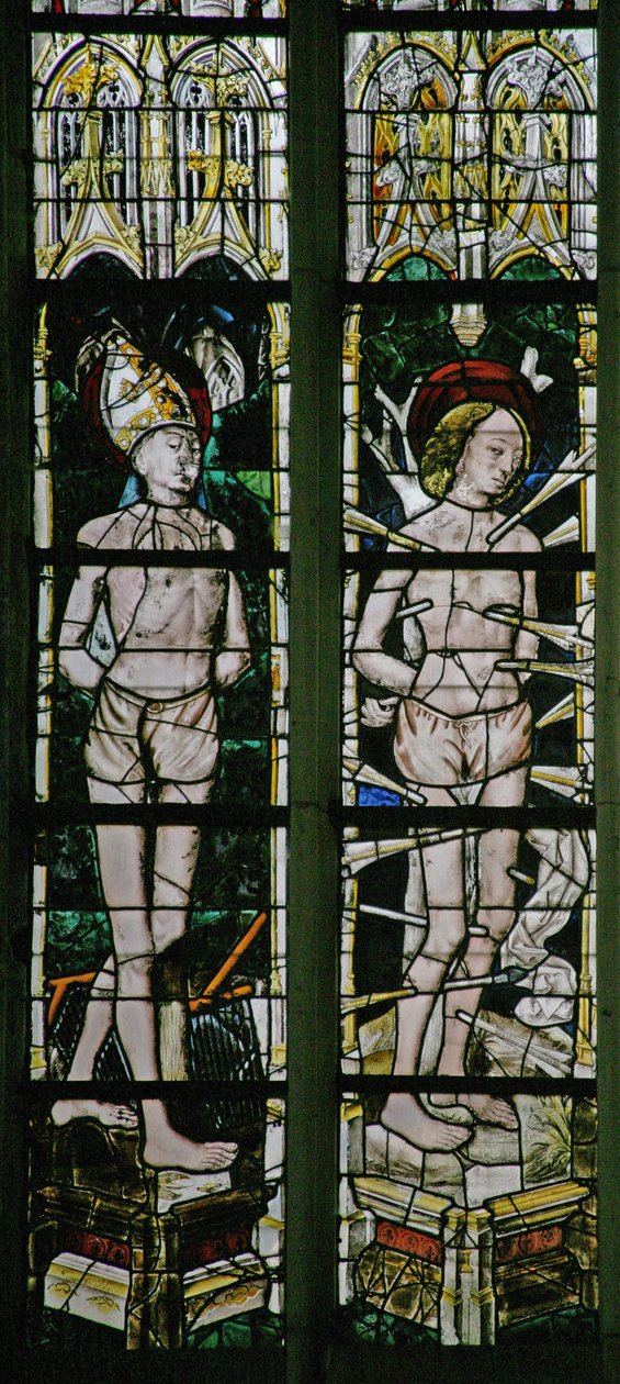 Vindue w20, der viser St. Blaise og St. Sebastian af French School