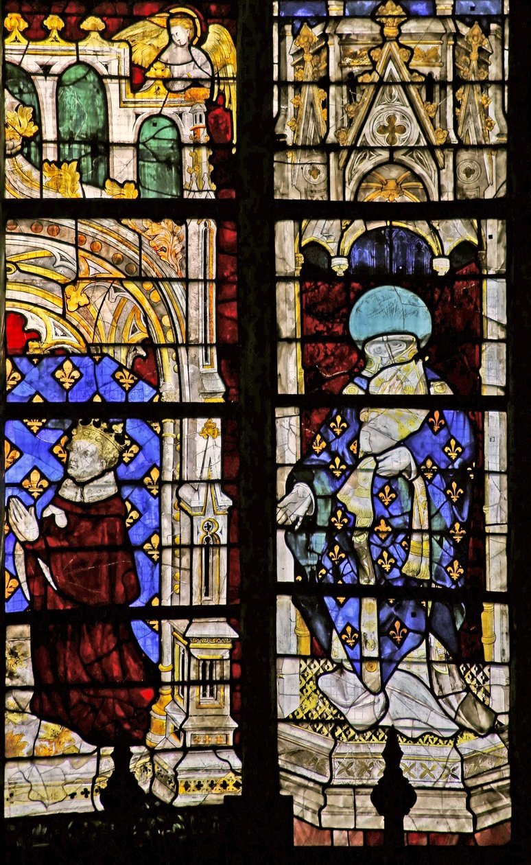 Vindue w210, der forestiller St. Denis med donoren Charles VI af French School