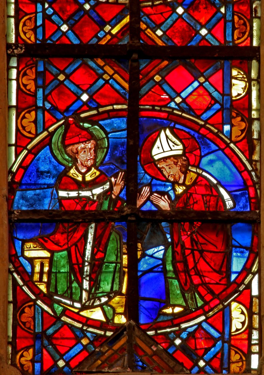 Vindue w211, der viser Skt. Peter, sender St. Denis til Gallien af French School