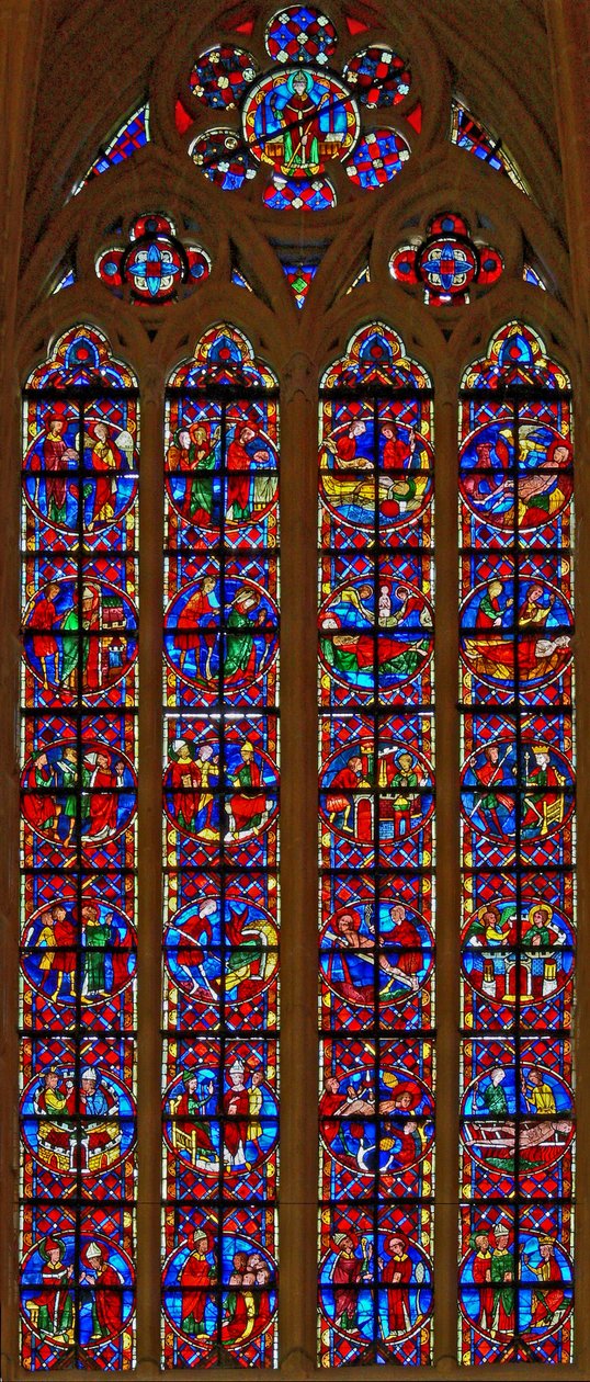Vindue w211, der viser vinduet St Denis og St. Vincent af French School