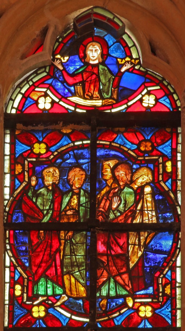 Vindue w212, der viser St Johns disciple græder af French School