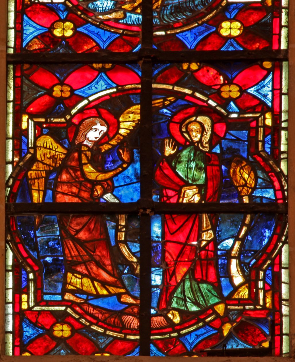 Vindue w212, der viser bebudelsen af Johannes Døberen til Zacharias i templet af French School