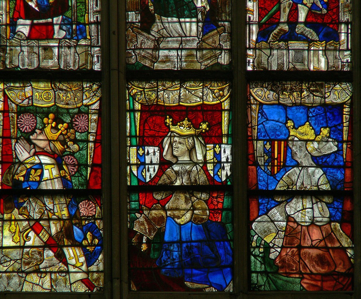 Vindue w217 afbilder Louis II danjou, Marie de Bretagne (mor til Louis II), Yoland dAragon (hustru til Ludvig II) af French School