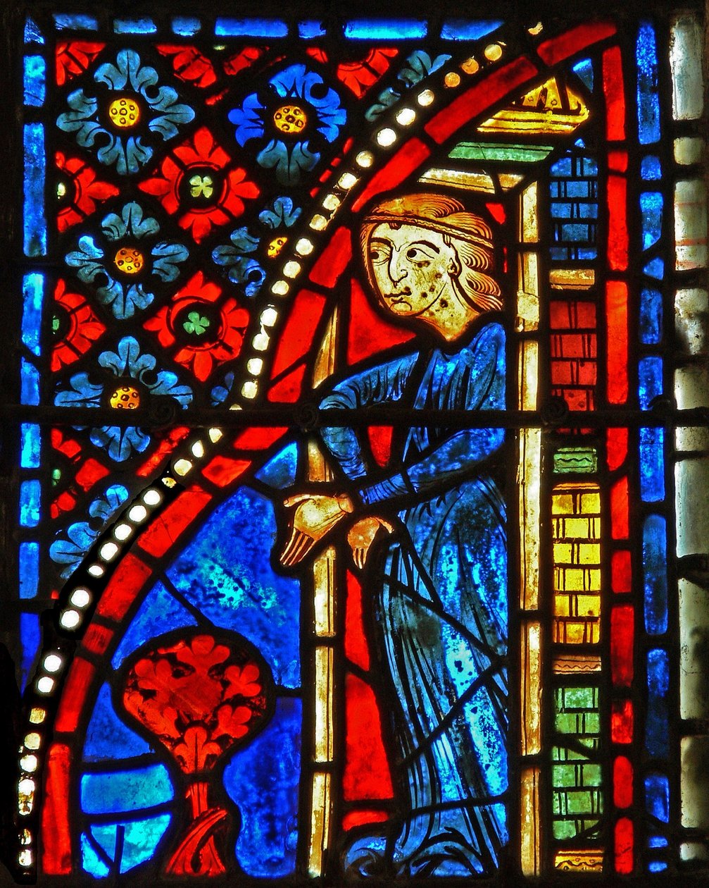 Vindue w21, der forestiller St. Mary den egyptiske, nægtes adgang for at ære af French School