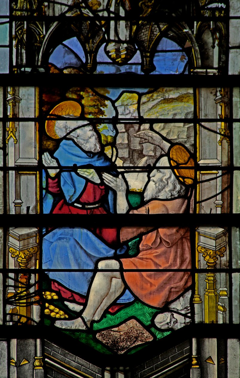 Vindue w23, der viser Sankt Antonius: med Sankt Paul af French School