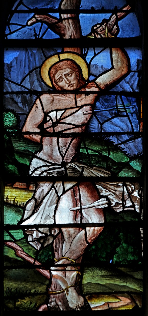 Vindue w23 forestillende St. Sebastian af French School