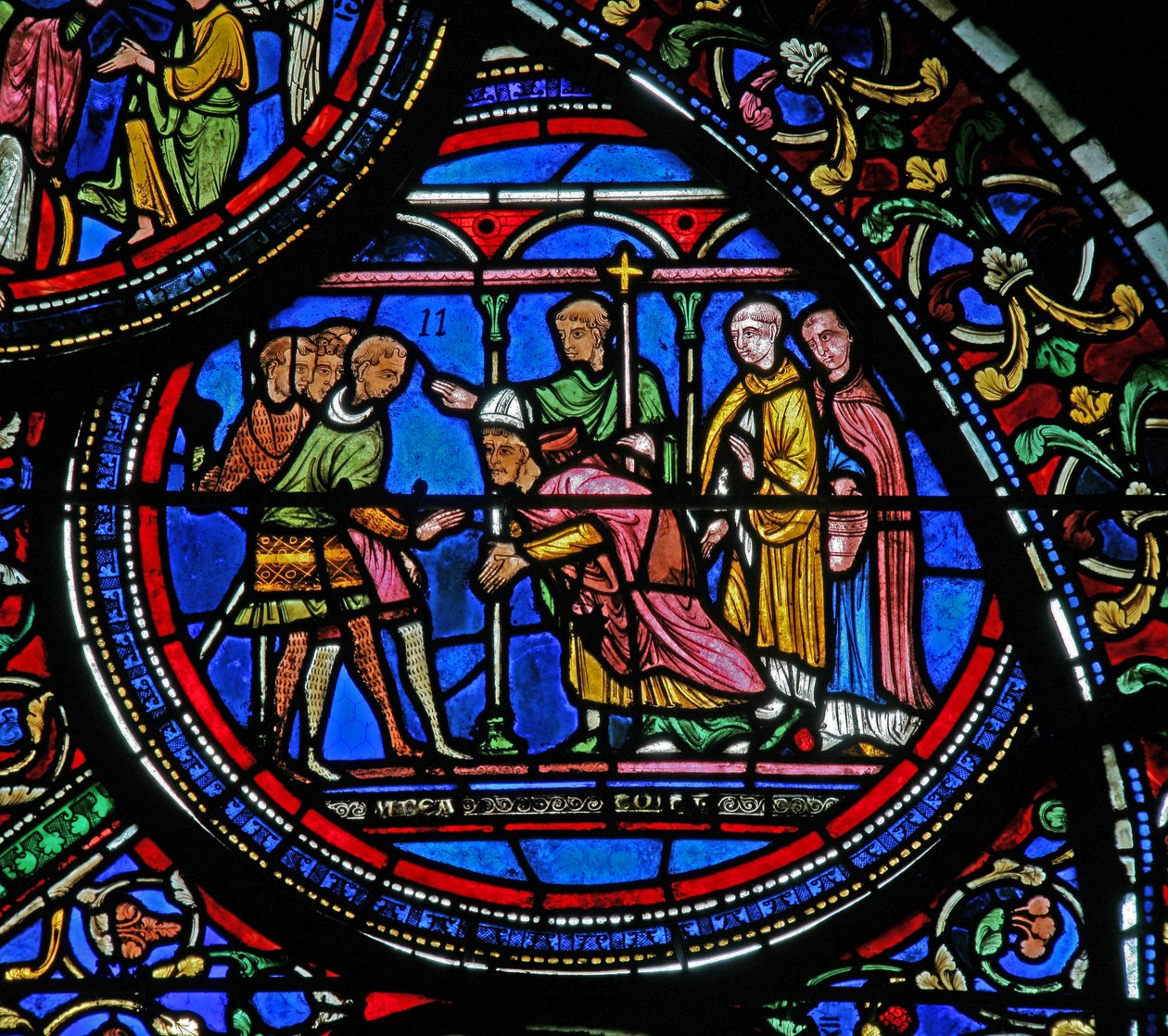 Vindue w23, der viser mordet på St. Thomas Becket af French School