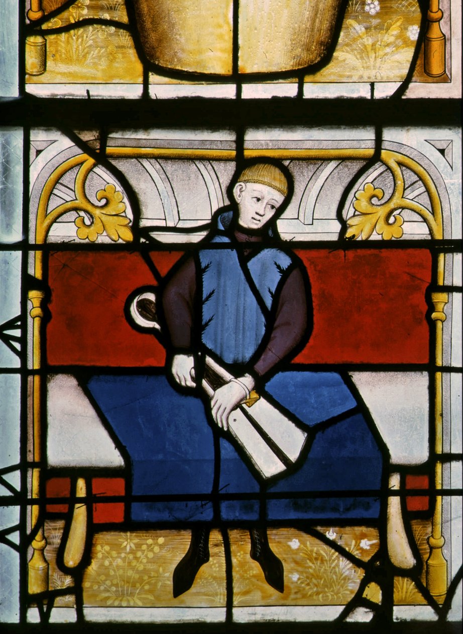 Vindue w25, der viser en draper på arbejde i Drapers-vinduet af French School