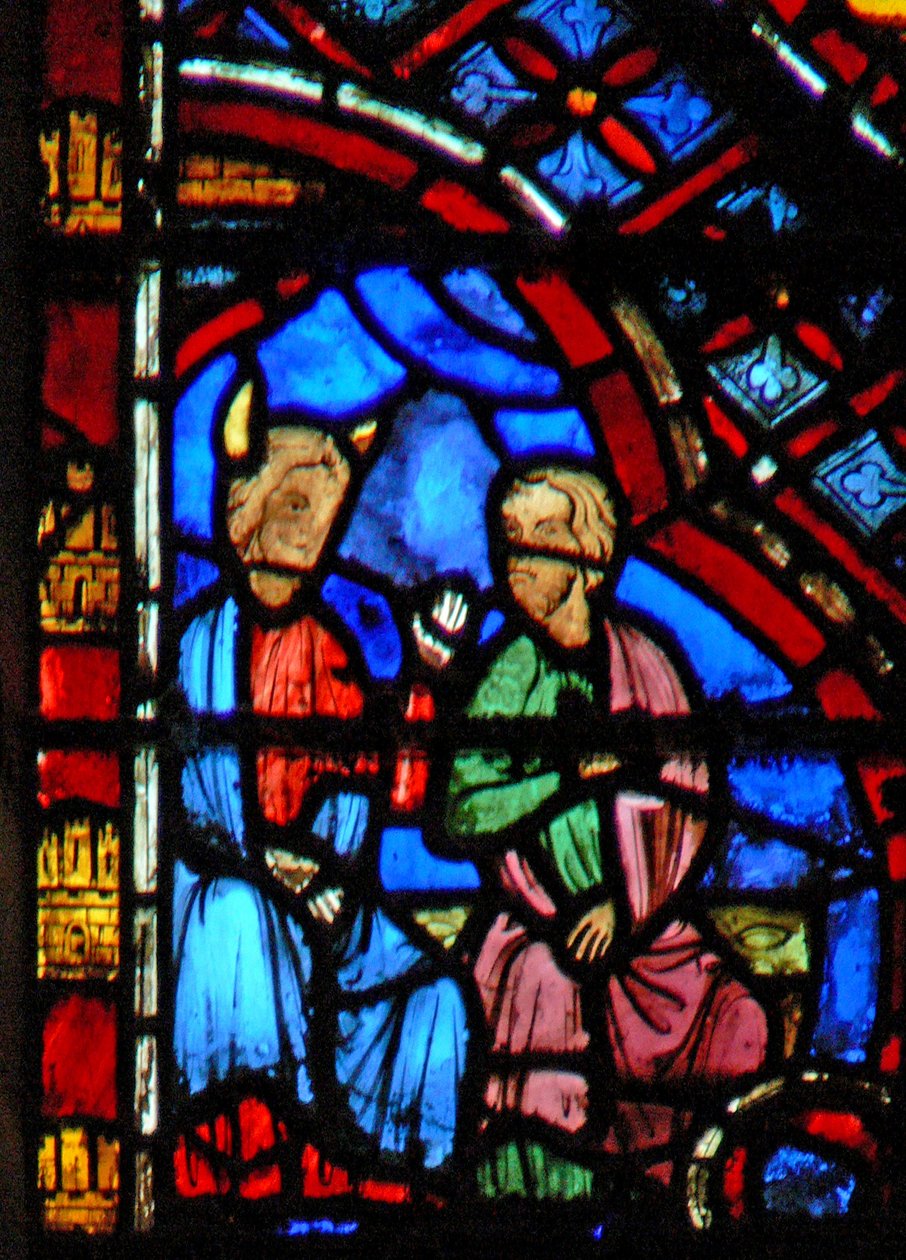 Vindue w2 Moses og Aron siddende af French School