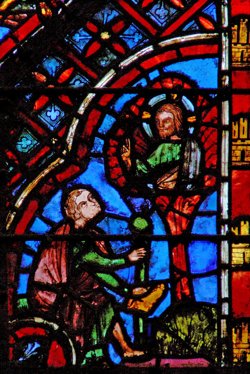 Vindue w2 Moses og den brændende busk af French School