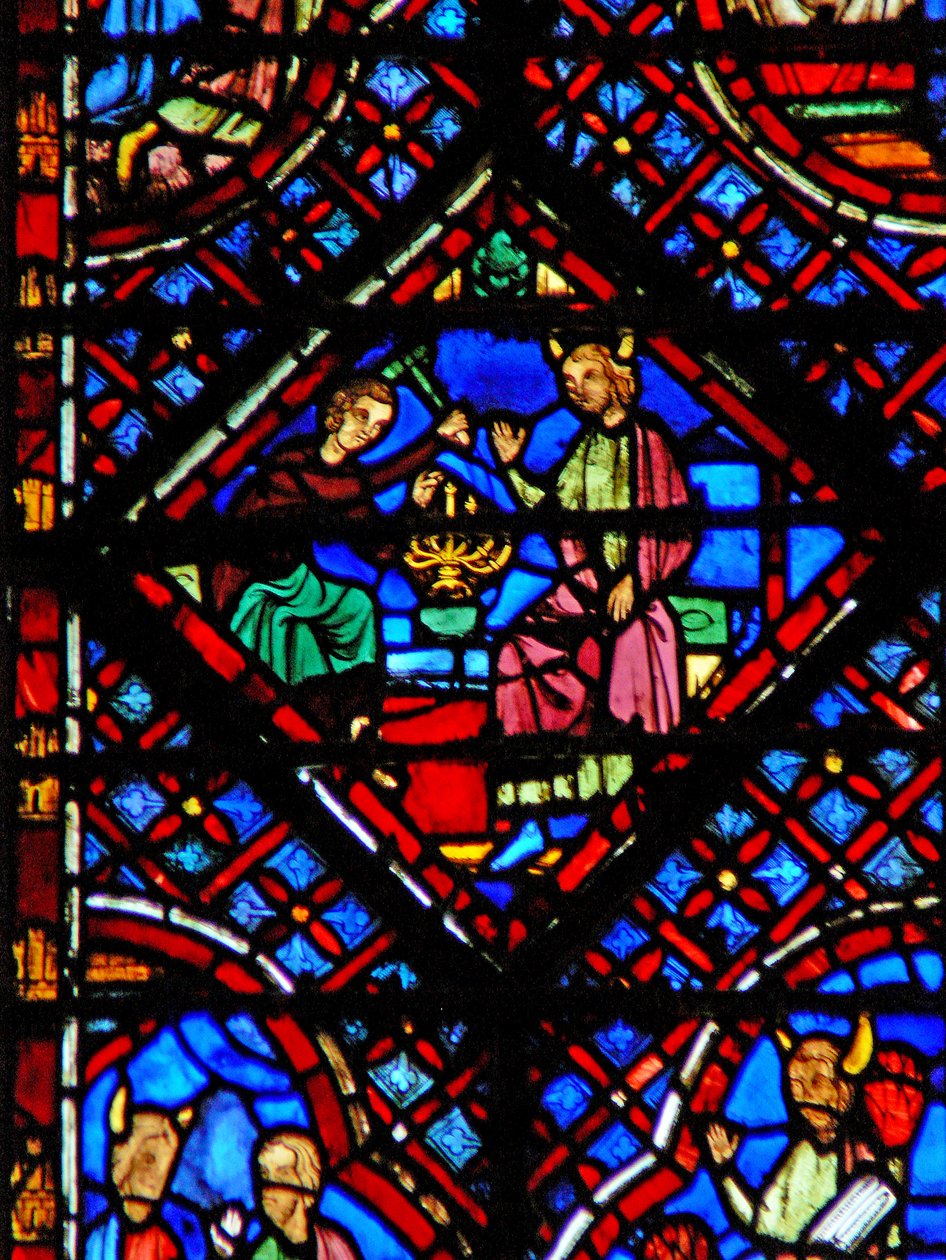 Window w2 Moses ser Bezalel lave Menora Ex XXXVII 17-24 af French School