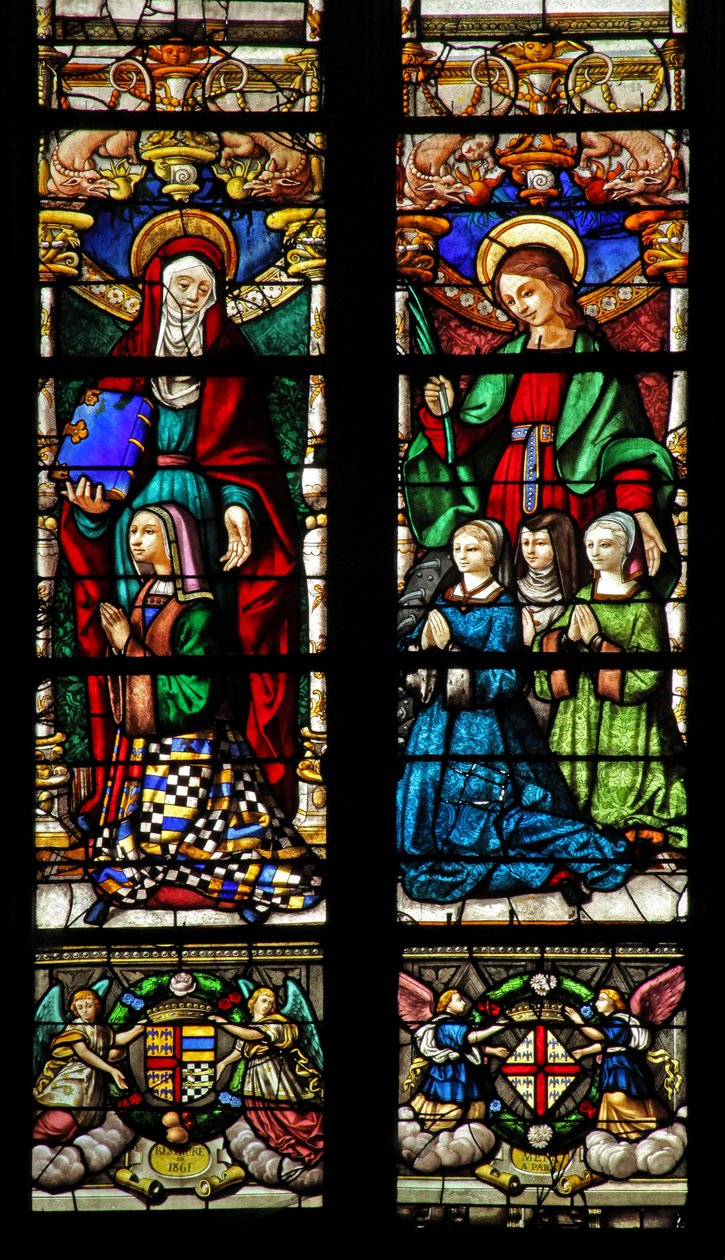 Vindue w2 forestillende St. Anne og St. Catherine af French School