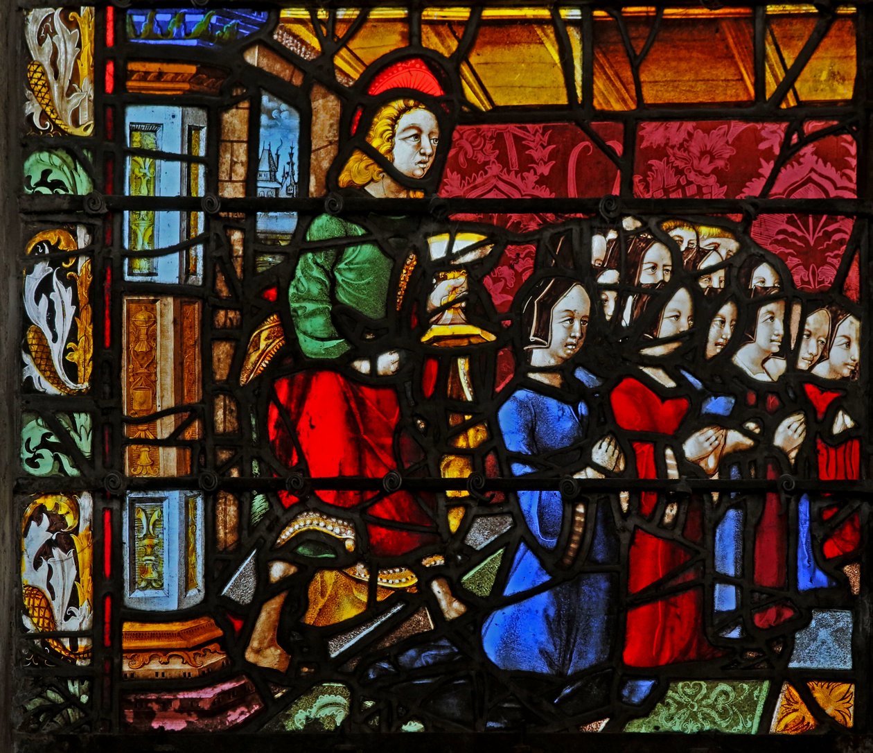 Vindue w2 viser St. John med donorerne og (mange!) døtre af French School