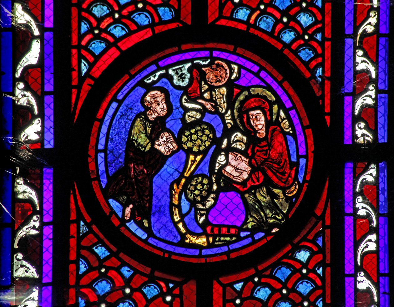 Vindue w2 viser en scene fra Maria Magdalenas liv - helgenen i Provence af French School