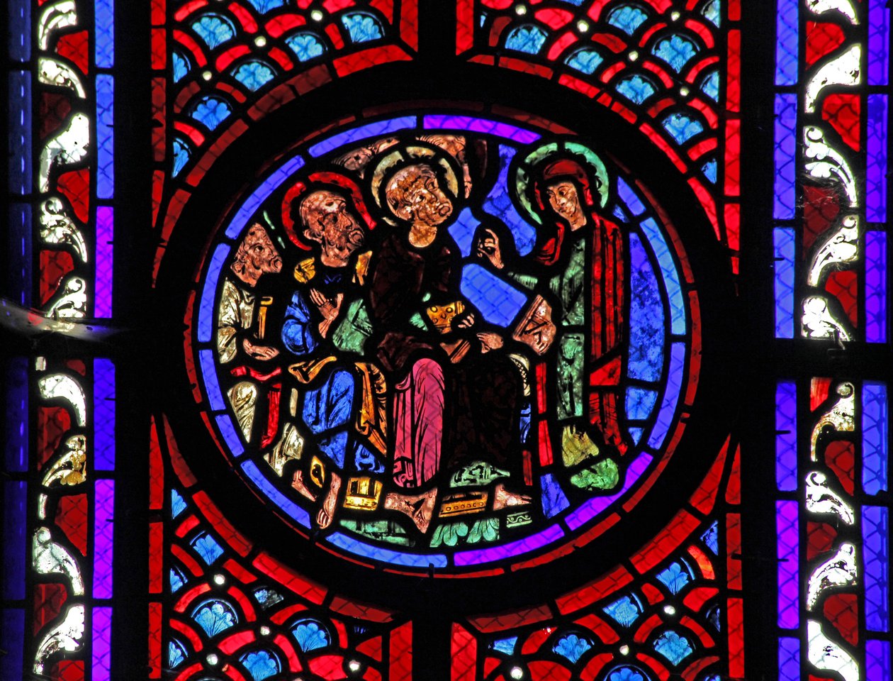 Vindue w2 viser en scene fra den hellige Maria Magdalenes liv - helgenen fortæller disciplene om opstandelsen af French School