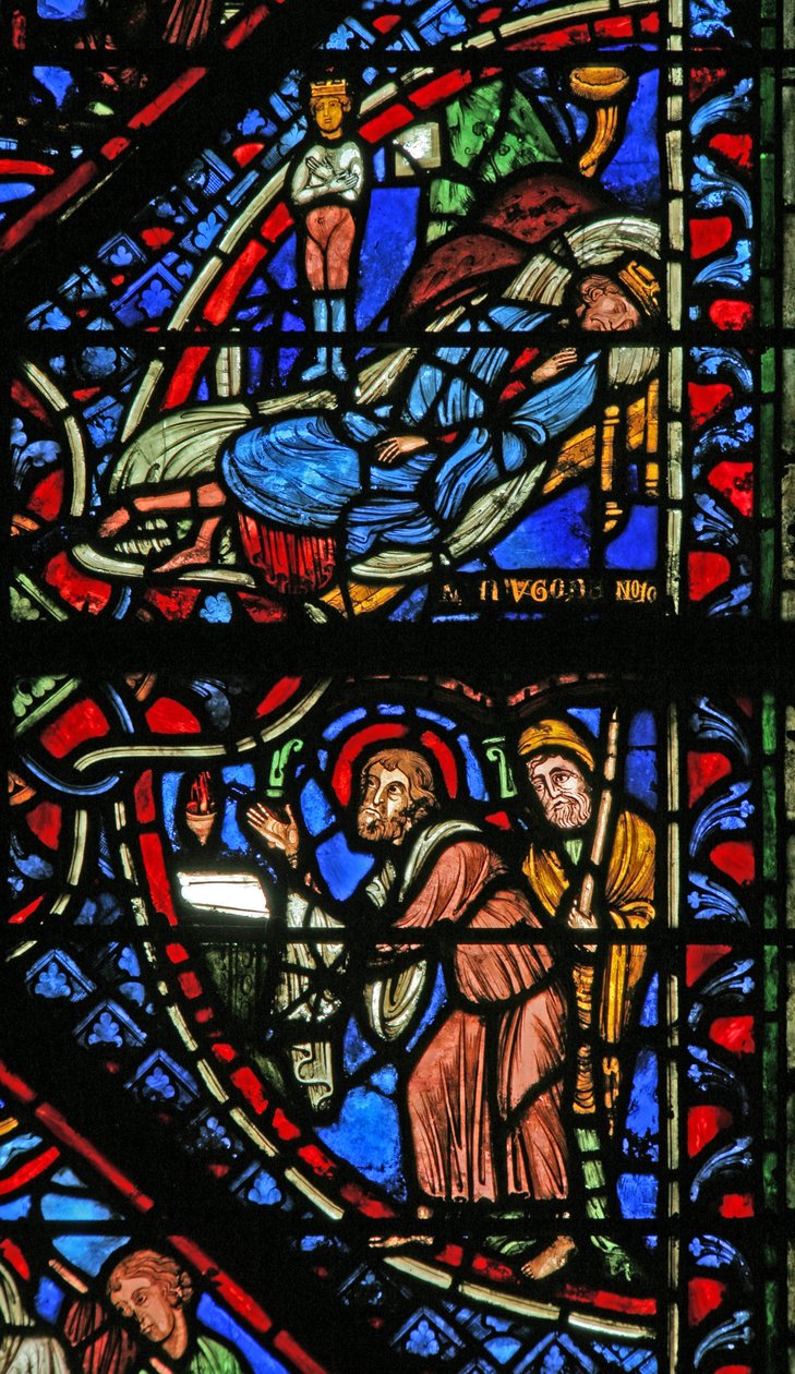 Vindue w2, der viser en del af præsentationen i templet; Nebukadnezars drøm af French School