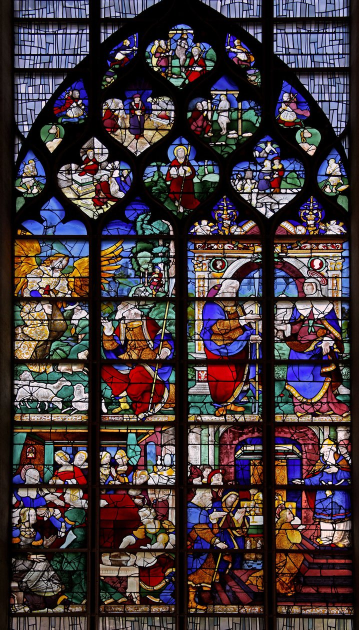 Vindue w2 skildrer Sankt Annes liv og Jomfruens barndom af French School