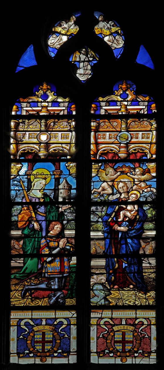 Vindue w3 forestillende St. Barbara og donoren Jean de Montmorency af French School