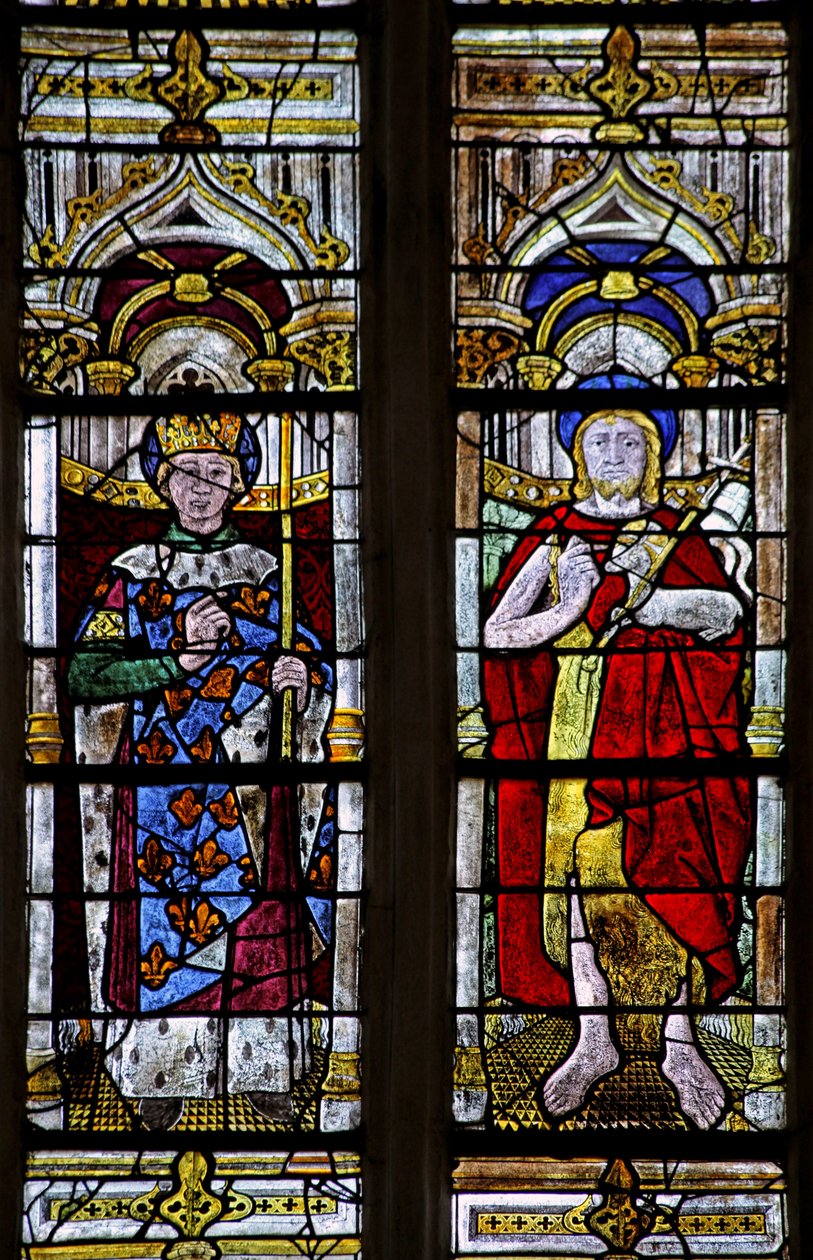 Vindue w3 forestillende St. Johannes Døberen og St. Louis af French School