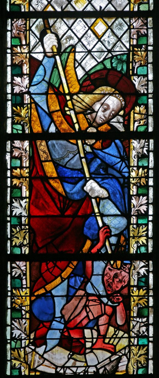 Vindue w49 forestillende St Michael af French School