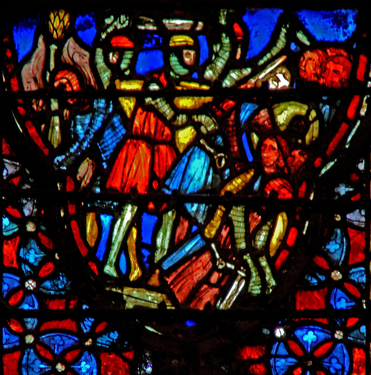 Window w4 Joshua og Gibeoniterne konfronterer fem amoritiske konger Josh X 10 af French School
