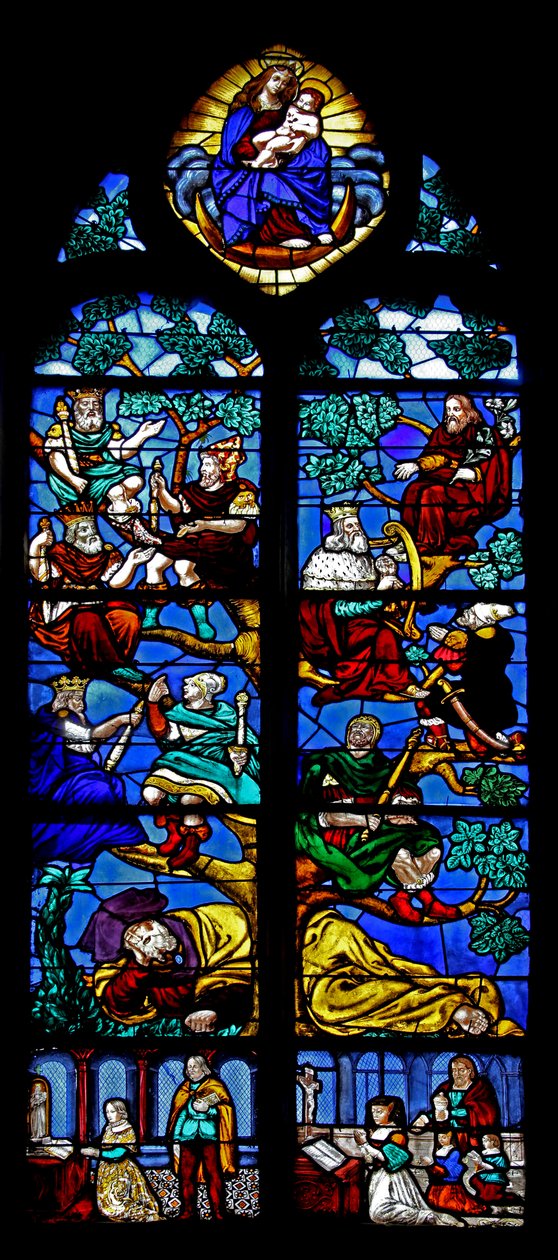 Vindue w4, der forestiller Isajs træ; donorer af French School
