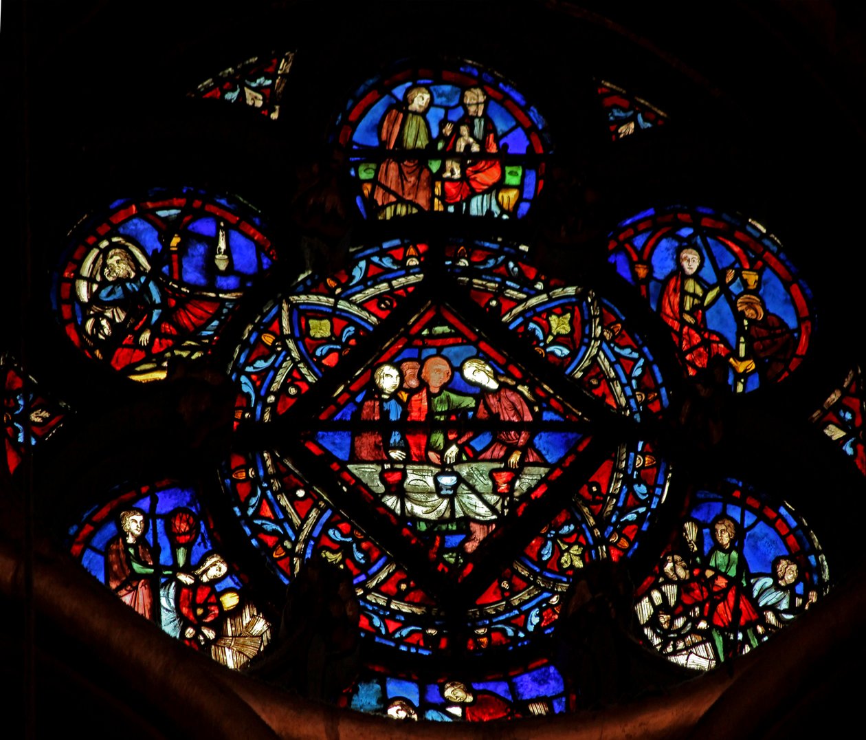 Window w4 scener fra historien om Ruth og Boaz af French School