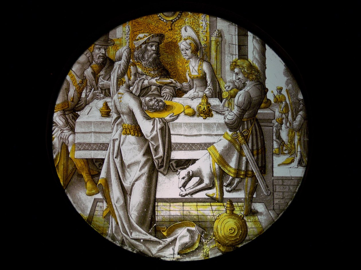 Vindue w67 forestillende Salome med baptisternes hoved af French School