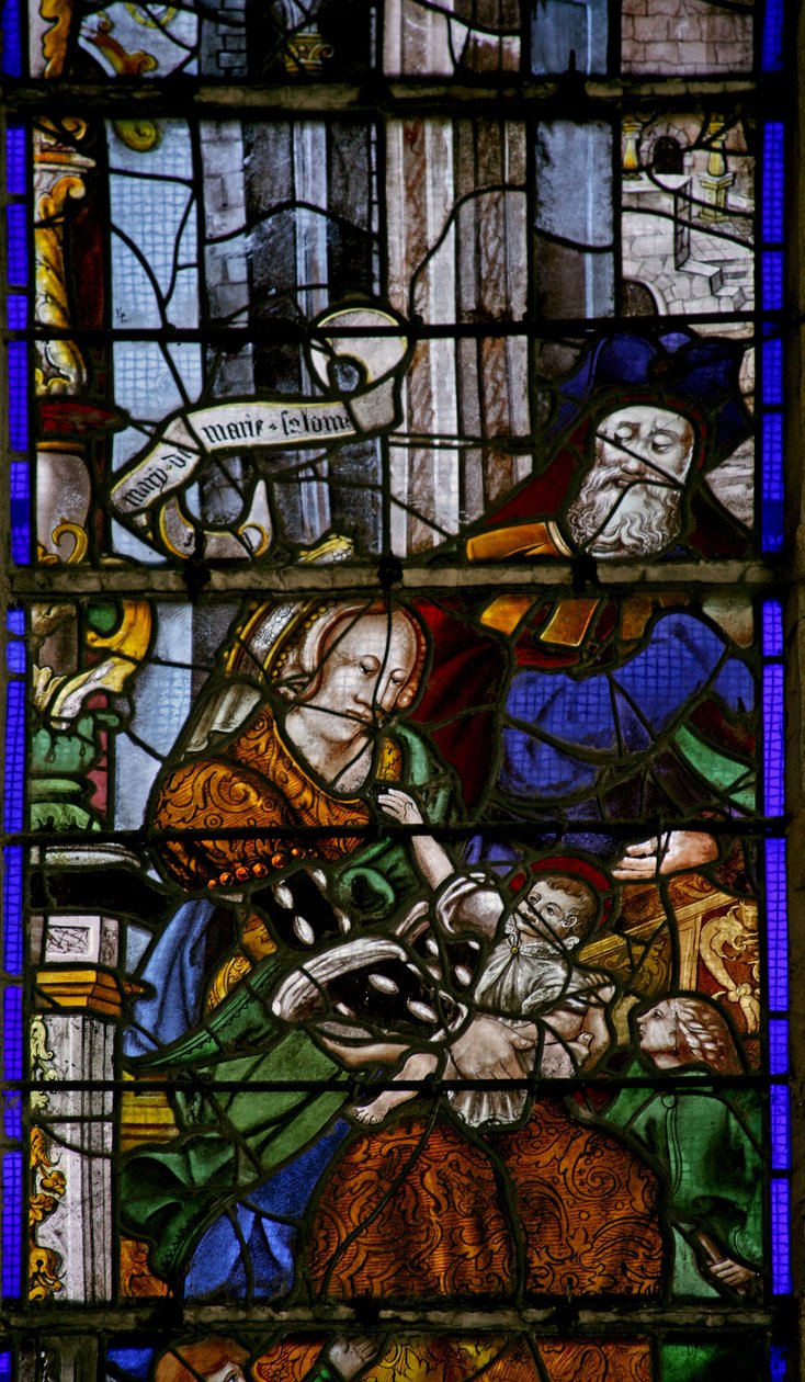 Vindue w6 viser Mary Salome og hendes familie af French School