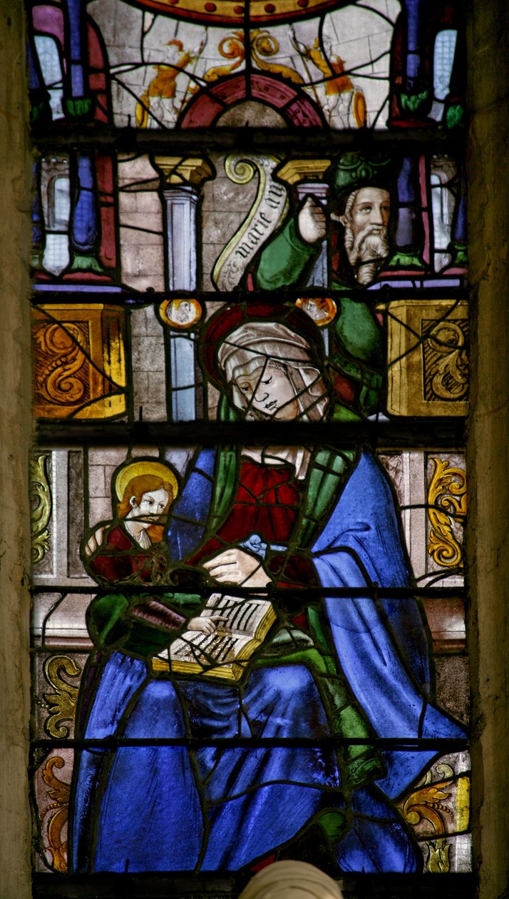 Vindue w6 viser Sankt Anne, der lærer Jomfruen at læse af French School