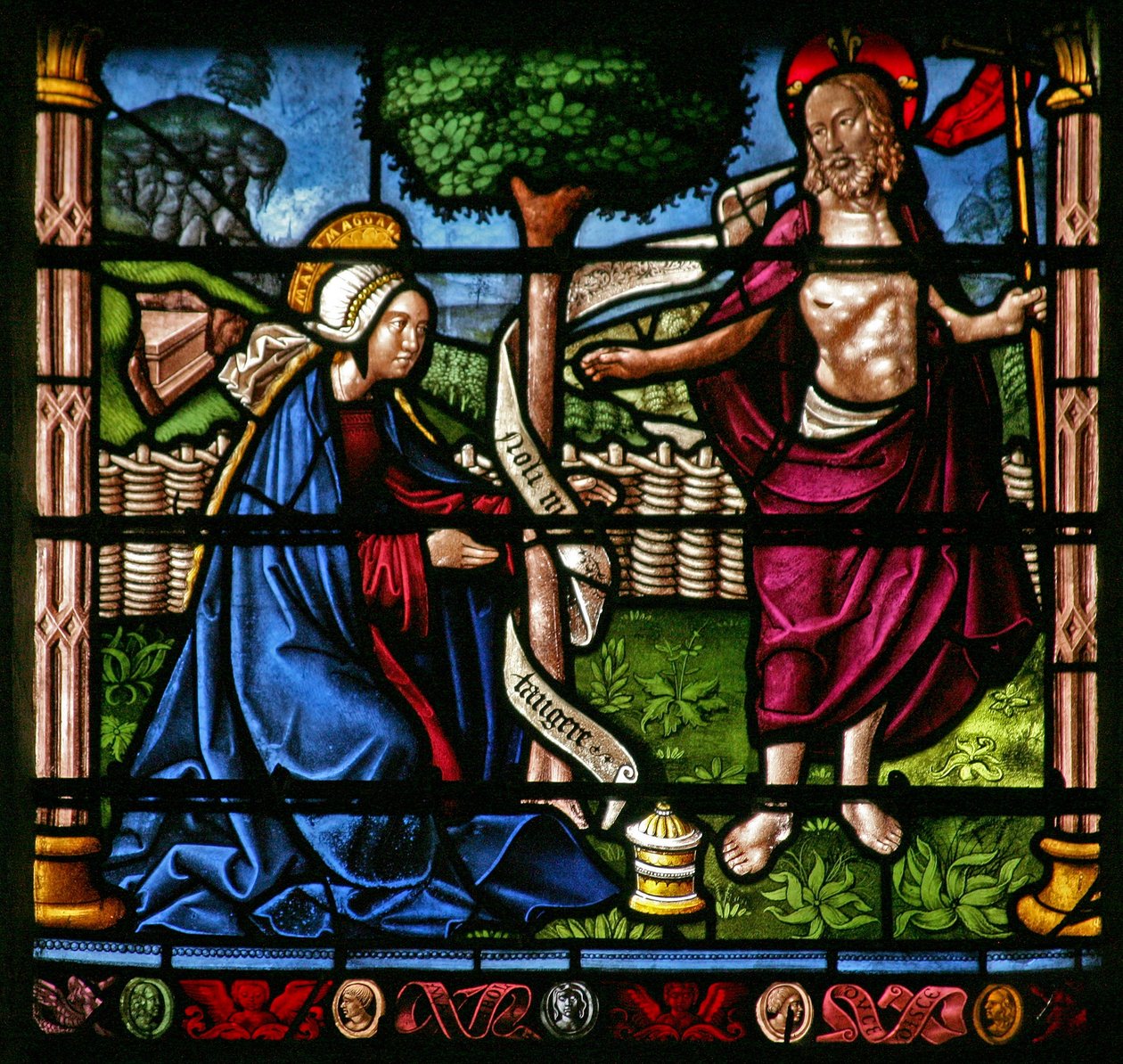 Vindue w6, der viser en opstandelsesscene: Noli Me Tangere af French School