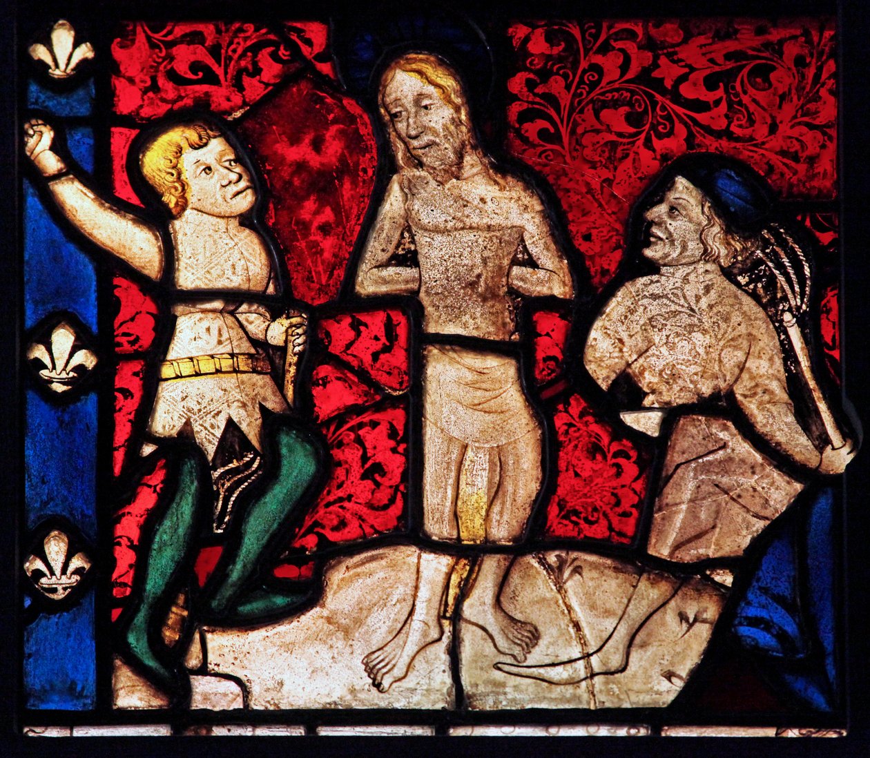Vindue w6, der viser flagelleringen, oprindeligt fra Church of Betton, Bretagne af French School